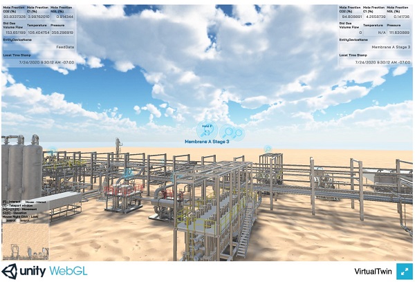 Virtual twin oilfield - Gas processing facility web application screenshot - Schlumberger